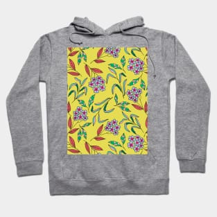 Colorful happy flower blossom pattern in yellow Hoodie